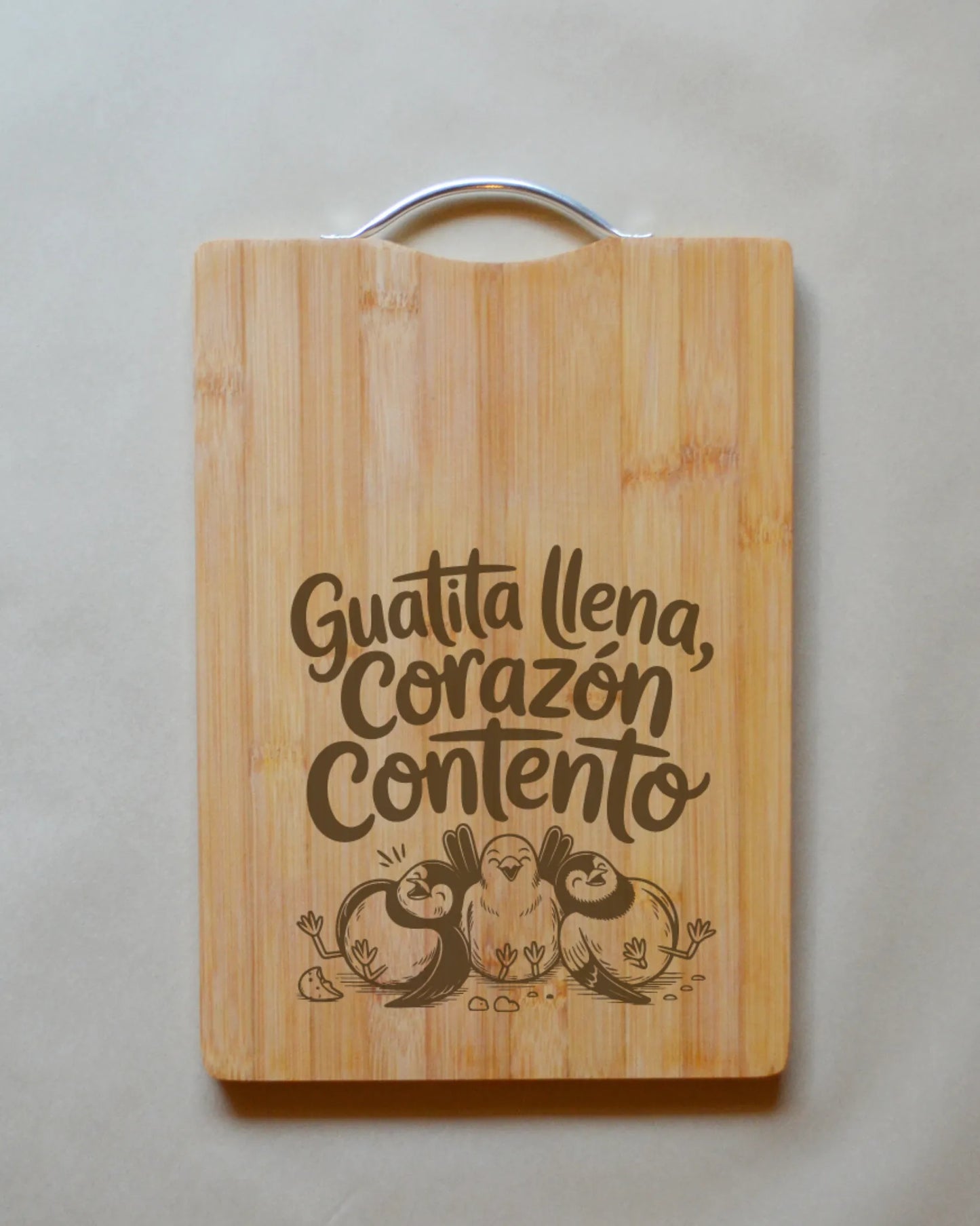Tabla de madera con frases chilenas Bamboo