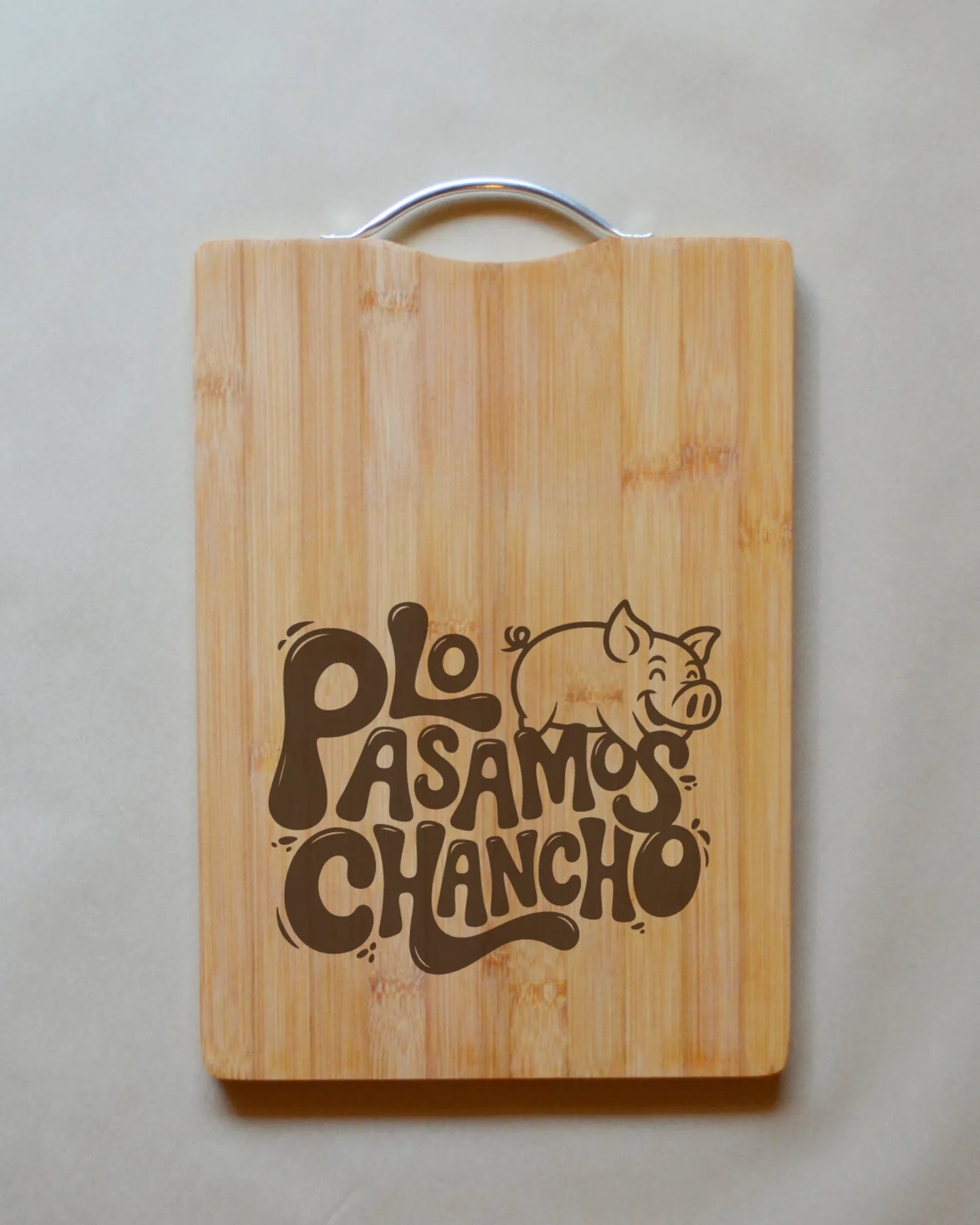 Tabla de madera con frases chilenas Bamboo