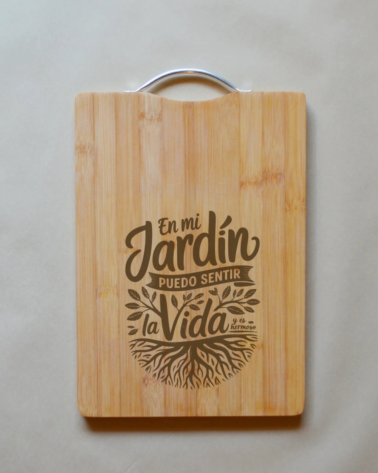 Tabla de madera con frases chilenas Bamboo