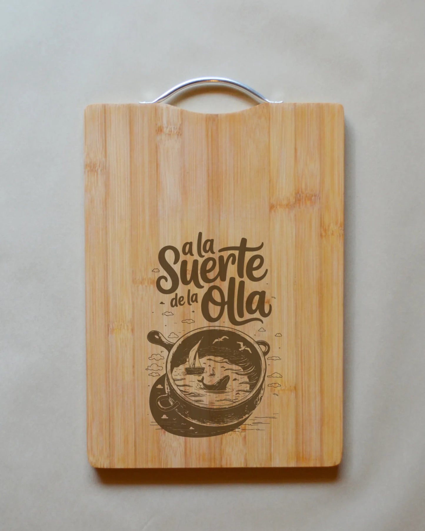 Tabla de madera con frases chilenas Bamboo