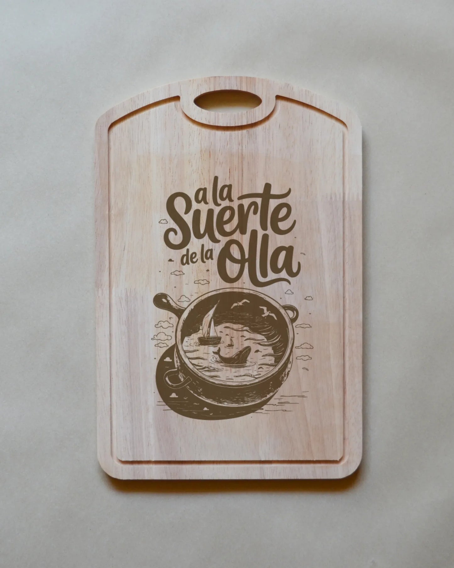 Tabla de madera con frases chilenas Curva
